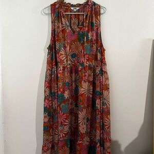 Sleeveless Floral Midi Dress in Rust Pink - Steve Madden